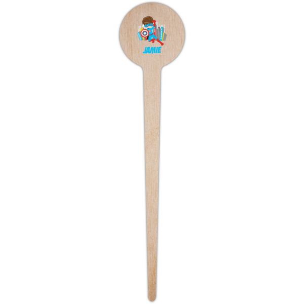 Superhero in the City Wooden 4" Food Pick - Round - Single Pick
