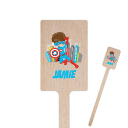 Superhero in the City 6.25" Rectangle Wooden Stir Sticks - Double Sided (Personalized)