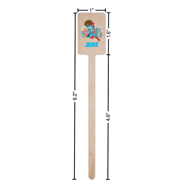 Superhero in the City Wooden 6.25" Stir Stick - Rectangular - Dimensions