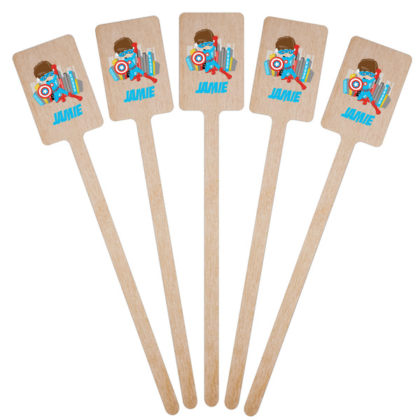 Superhero in the City Wooden 6.25" Stir Stick - Rectangular - Fan View