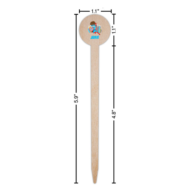 Superhero in the City Wooden 6" Food Pick - Round - Dimensions