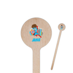 Superhero in the City 6" Round Wooden Stir Sticks - Double Sided (Personalized)