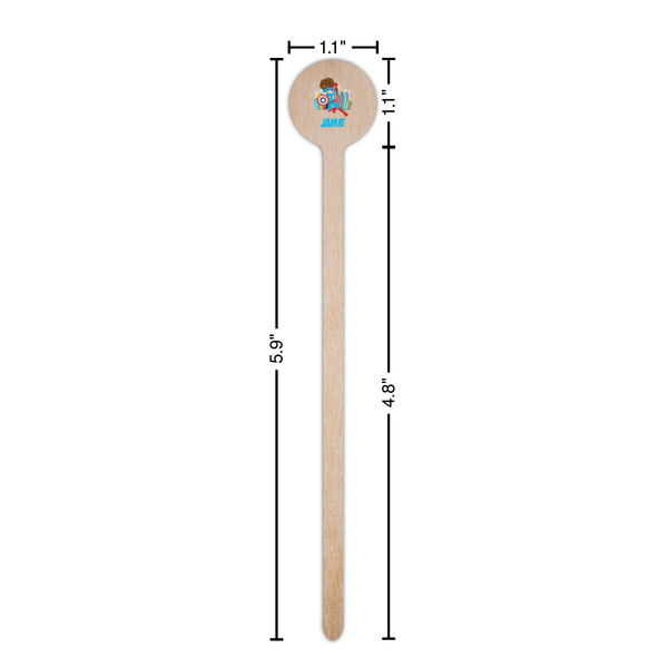 Superhero in the City Wooden 6" Stir Stick - Round - Dimensions