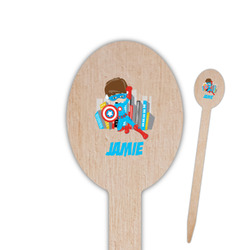 Superhero in the City Oval Wooden Food Picks (Personalized)