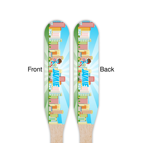Superhero in the City Wooden Food Pick - Paddle - Double Sided - Front & Back