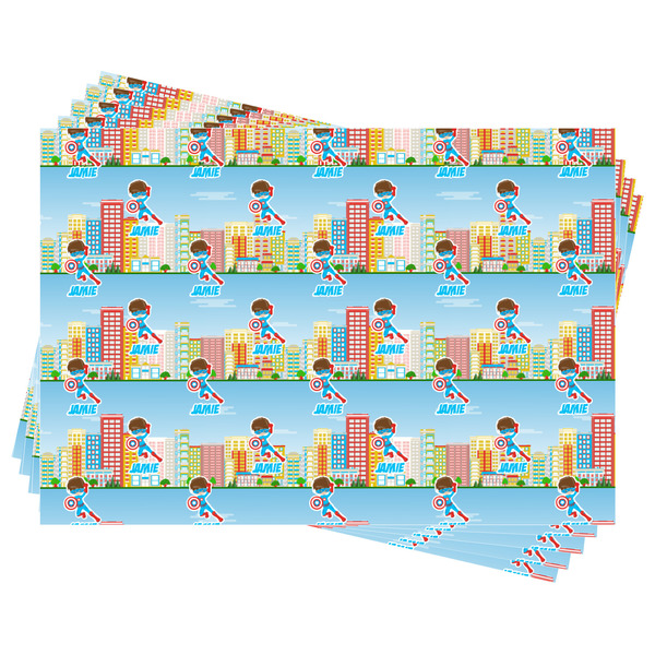 Superhero in the City Wrapping Paper - Front & Back - Sheets Approval