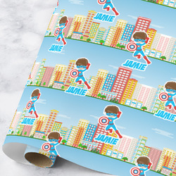 Superhero in the City Wrapping Paper Roll - Large (Personalized)