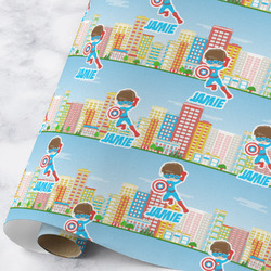 Superhero in the City Wrapping Paper Roll - Large - Matte (Personalized)