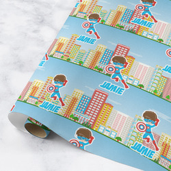Superhero in the City Wrapping Paper Roll - Medium - Matte (Personalized)