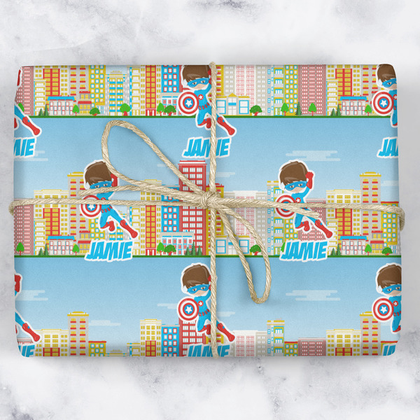 Superhero in the City Wrapping Paper Roll - Matte - Wrapped Box