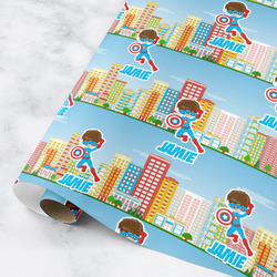 Superhero in the City Wrapping Paper Roll - Medium (Personalized)