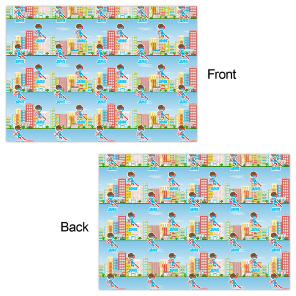 Superhero in the City Wrapping Paper Sheet - Double Sided - Front & Back