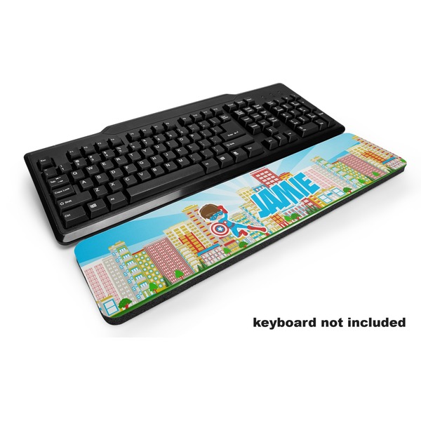 Custom Superhero in the City Keyboard Wrist Rest (Personalized)
