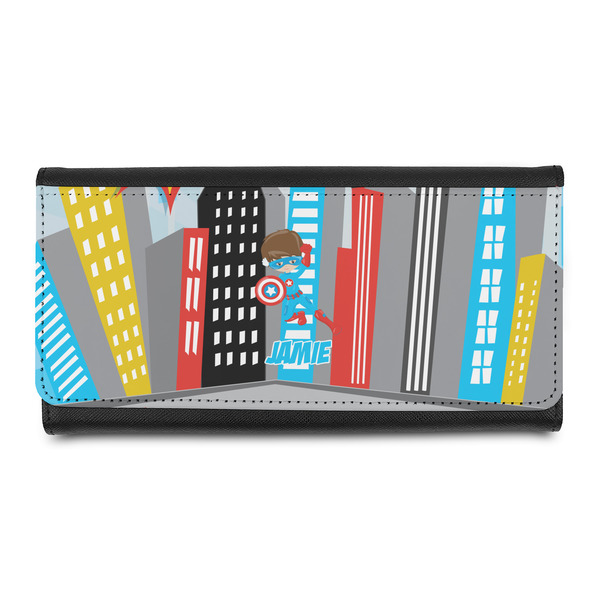 Custom Superhero in the City Leatherette Ladies Wallet (Personalized)