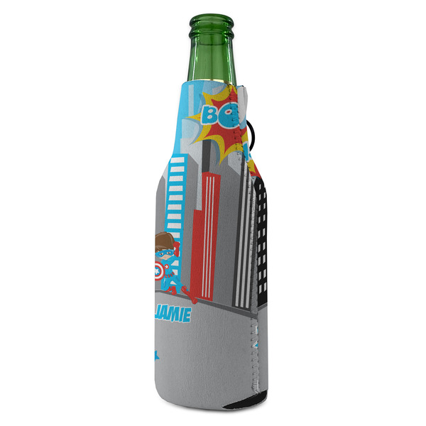 Superhero in the City Zipper Bottle Cooler - ANGLE (bottle)