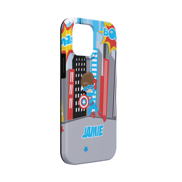 Custom Superhero in the City iPhone Case - Rubber Lined - iPhone 13 Mini (Personalized)