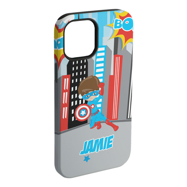 Custom Superhero in the City iPhone Case - Rubber Lined (Personalized)