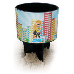 Superhero in the City Black Beach Spiker Drink Holder (Personalized)