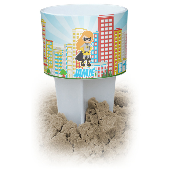 Custom Superhero in the City Beach Spiker Drink Holder (Personalized)