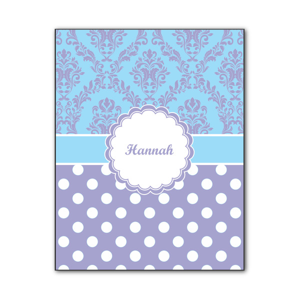 Custom Purple Damask & Dots Wood Print - 11x14 (Personalized)