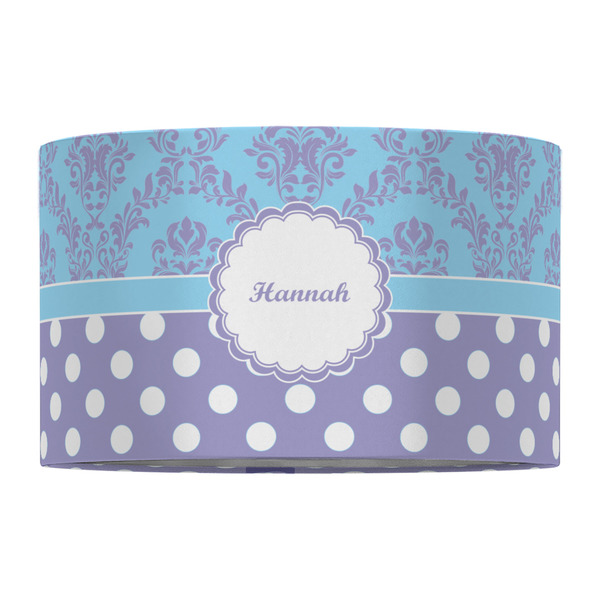 Purple Damask & Dots 12" Drum Lampshade - FRONT (Fabric)