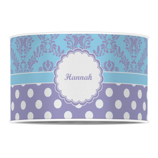 Purple Damask & Dots 12" Drum Lampshade - FRONT (Poly Film)
