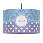 Purple Damask & Dots 12" Drum Pendant Lamp - Fabric (Personalized)