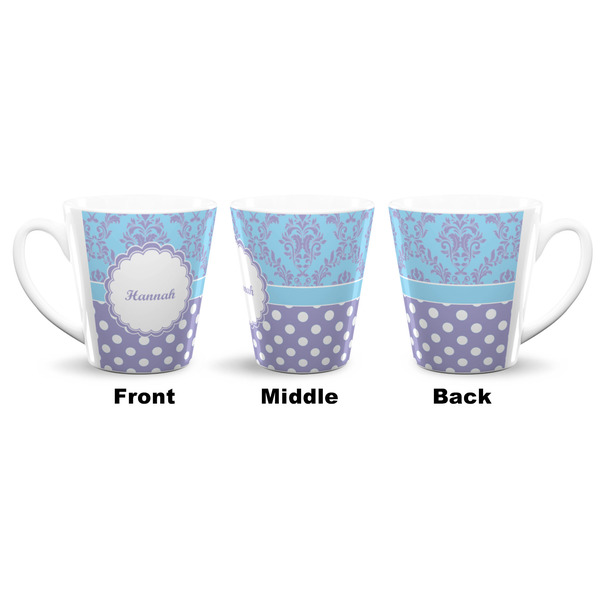 Purple Damask & Dots 12 Oz Latte Mug - Approval