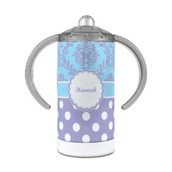 Purple Damask & Dots 12 oz Stainless Steel Sippy Cup (Personalized)