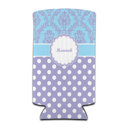 Purple Damask & Dots Can Cooler (tall 12 oz) (Personalized)