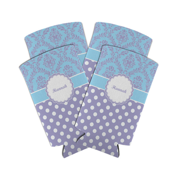 Purple Damask & Dots 12oz Tall Can Sleeve - Set of 4 - MAIN