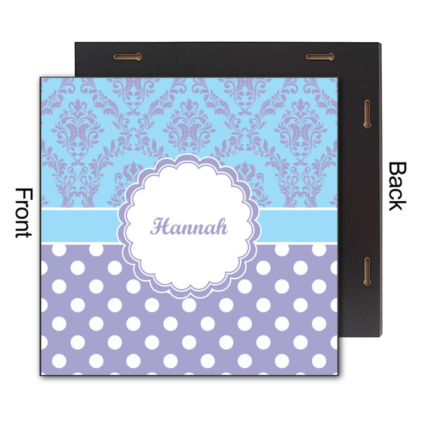 Purple Damask & Dots 12x12 Wood Print - Front & Back View