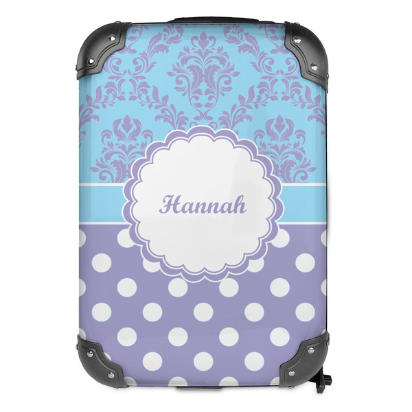 Purple Damask & Dots 13" Hard Shell Backpacks - FRONT