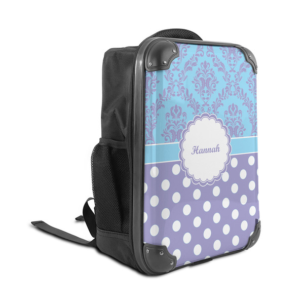 Purple Damask & Dots 15" Backpack - ANGLE VIEW