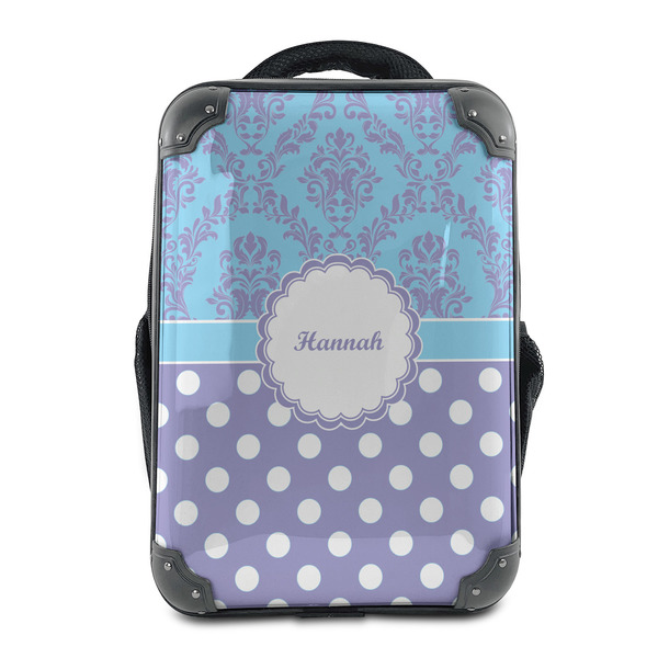 Custom Purple Damask & Dots 15" Hard Shell Backpack (Personalized)
