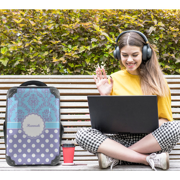 Purple Damask & Dots 15" Backpack - LIFESTYLE