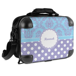 Purple Damask & Dots Hard Shell Briefcase - 15" (Personalized)