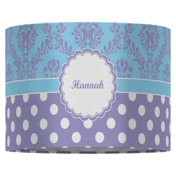 Purple Damask & Dots 16" Drum Lampshade - FRONT (Fabric)
