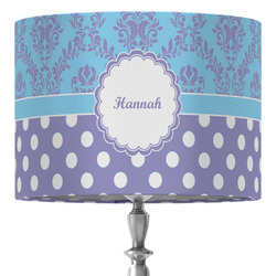 Purple Damask & Dots 16" Drum Lamp Shade - Fabric (Personalized)