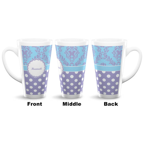 Purple Damask & Dots 16 Oz Latte Mug - Approval