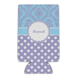 Purple Damask & Dots Can Cooler (16 oz) (Personalized)