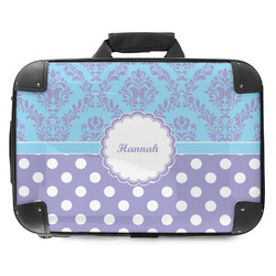 Purple Damask & Dots Hard Shell Briefcase - 18" (Personalized)