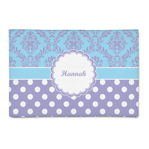 Custom Purple Damask & Dots 2' x 3' Patio Rug (Personalized)