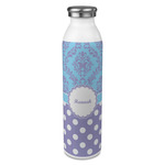 Purple Damask & Dots 20oz Stainless Steel Water Bottle - Full Print (Personalized)