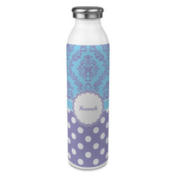 Purple Damask & Dots 20oz Stainless Steel Water Bottle - Full Print (Personalized)