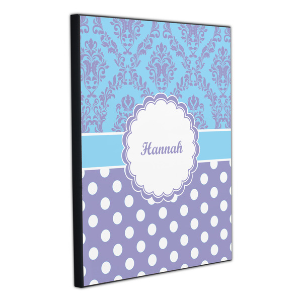 Purple Damask & Dots 20x24 Wood Print - Angle View