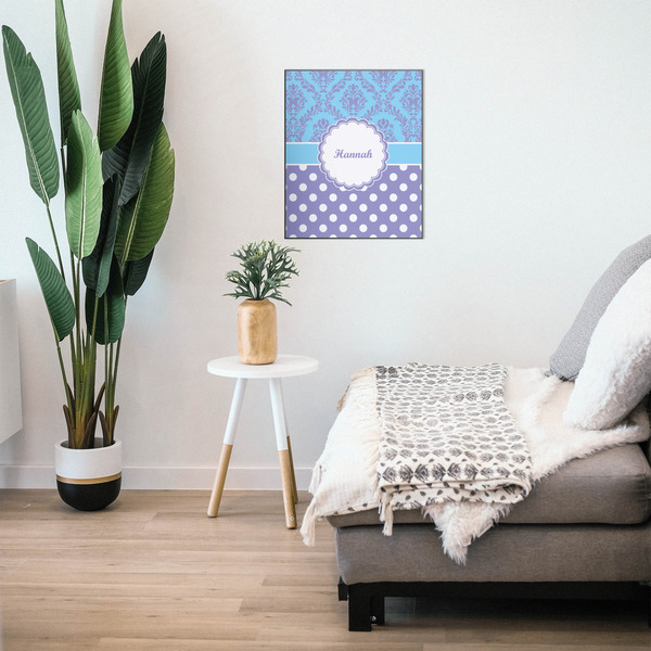 Purple Damask & Dots 20x24 Wood Print - In Context