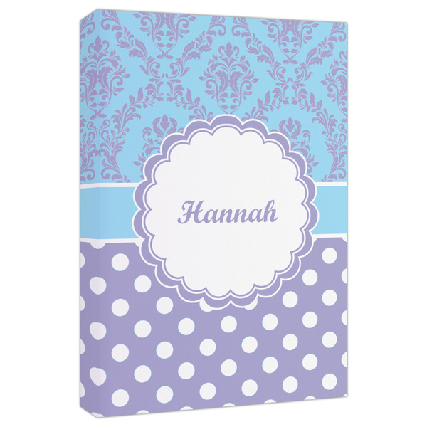 Custom Purple Damask & Dots Canvas Print - 20x30 (Personalized)