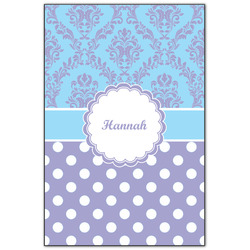 Purple Damask & Dots Wood Print - 20x30 (Personalized)