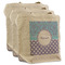 Purple Damask & Dots 3 Reusable Cotton Grocery Bags - Front View